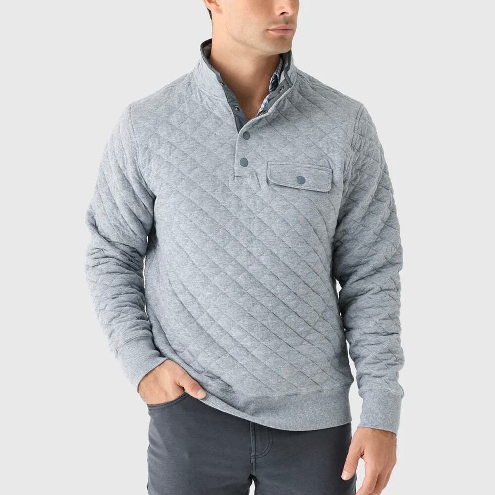 Faherty Epic Quilted Fleece Ocean Wind Heather Pullover XXL NEW Blue 1/4 Sweater